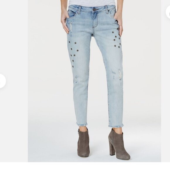STS Blue Denim - STS BLUE New Jeans Tomboy Star Studded Raw Hem Ankle Blue Pants NWT Women's 32